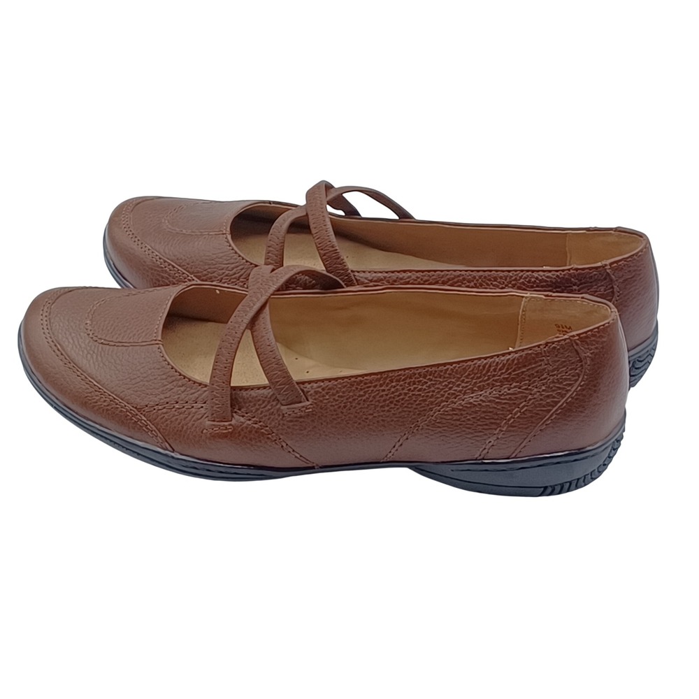 Strictly Comfort Mary Jane Flats Womens 9.5M‎ Brown Leather Strappy NEW